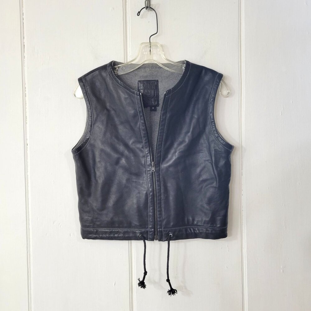 Black Leather Zip Front Vest Women's Size Medium - Picture 5 of 5